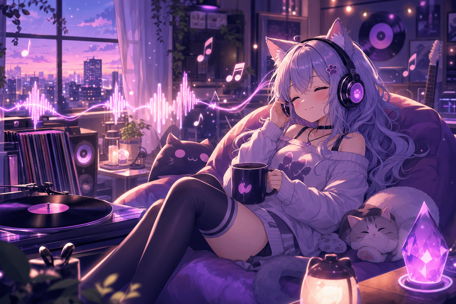 Illustration of Nekotina's music room